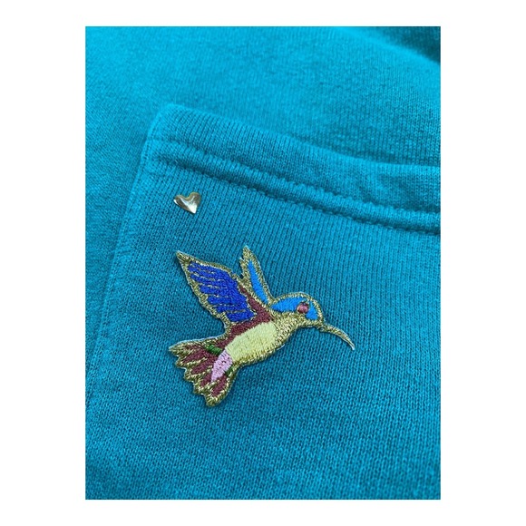 RARE VTG 90s Jerzees Fleece Ladies & Dames Hummingbird Teal Sweater Cardigan XL - Picture 6 of 15